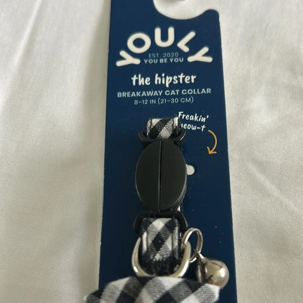Youly the hipster Black Gingham Bowtie Breakaway Cat Collar (S/M)